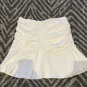 White ruched mini skirt
